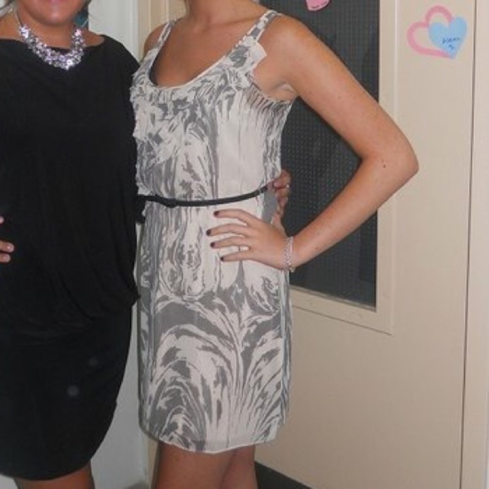 Lauren Conrad Tan and Grey Marble Dress